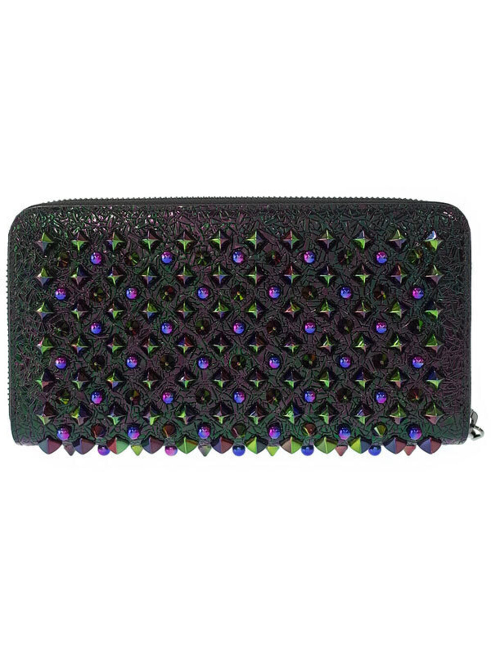 Christian Louboutin Zipper Studded Round Panettone Long Wallet Black